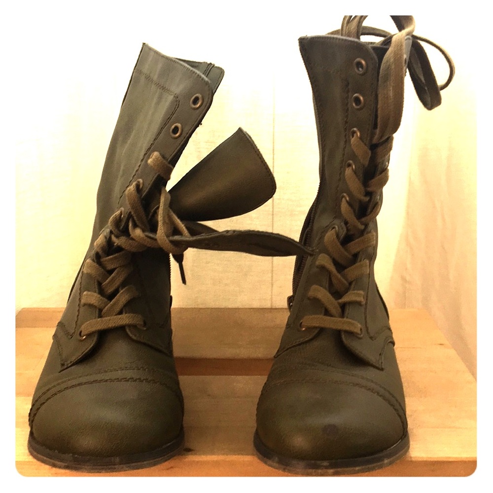 Green combat boots